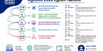 SAHA Akademi Ağustos Eğitim Takvimimiz yayınlandı